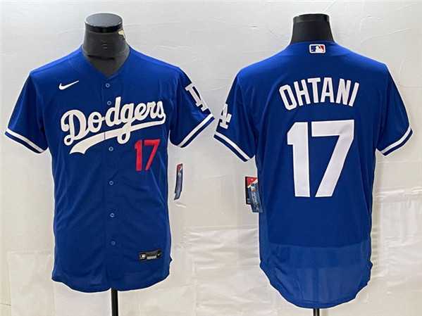Mens Los Angeles Dodgers #17 Shohei Ohtani Blue Flex Base Stitched Baseball Jersey